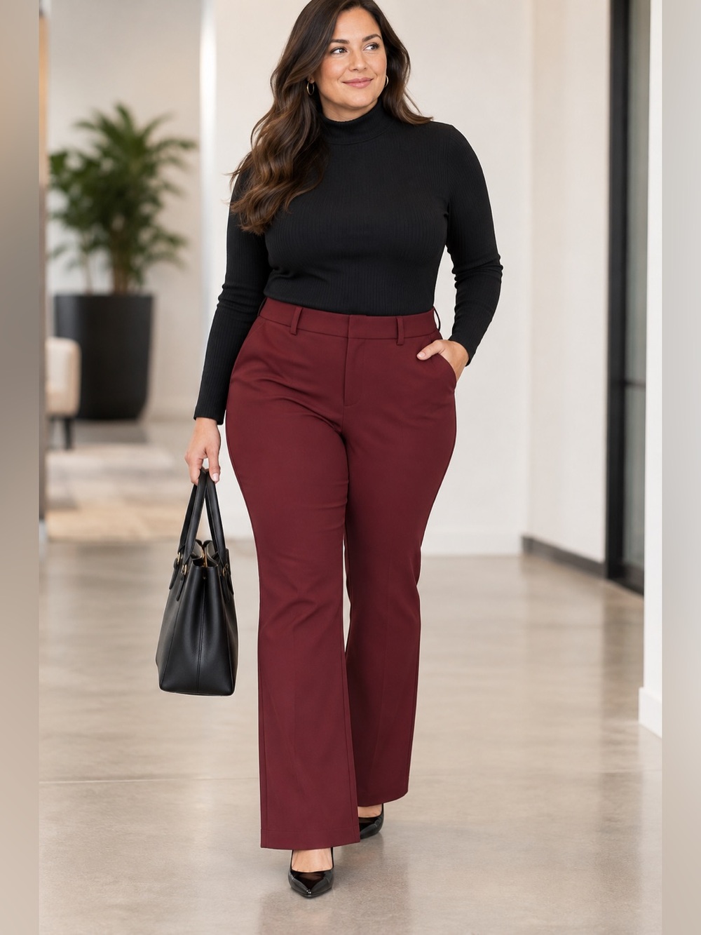 NWOT. Old Navy High-Waist Boot-Cut Pixie Pants - Burgundy. Size 20